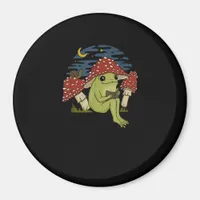 Frog Mushroom Hat Reading Book - Cottagecore Gobli Magnet