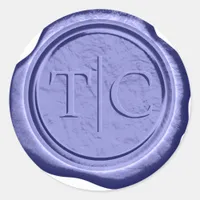 Faux Wax Wedding Initials Periwinkle ID954 Classic Round Sticker