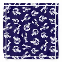 Lobster Navy Blue and White Patterned Bandana