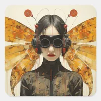 Scifi Insect Woman Square Sticker