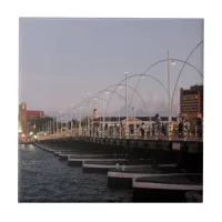 Curaçao Queen Emma Pontoon Bridge at Dusk Ceramic Tile