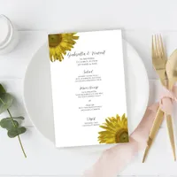 Yellow Sunflower Wedding Menu