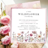 Delicate Dusty Pink Wildflower Baby Shower Invitat Invitation
