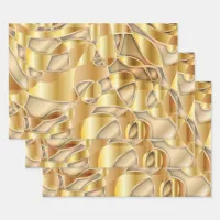 Luxurious Gold Metallic Collage Art Composition Wrapping Paper Sheets