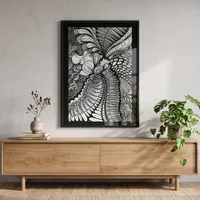 Intricate Black White Hand Drawn Zen Doodle Art Poster