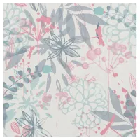 Pink and Blue Abstract Flowers Pattern Fabric