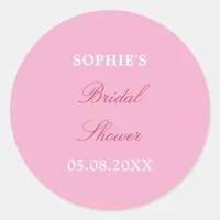 Pink Magenta Bridal Shower Classic Round Sticker