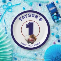 Baseball First Year Down 1st Birthday Paper Plates