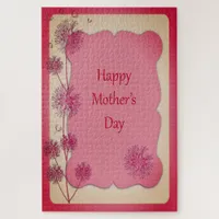 Happy Mother's Day Pink Trim and Dandelion Seeds Jigsaw Puzzle