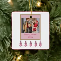  red Christmas Pagoda Trees 1-Photo Frame  Ceramic Ornament