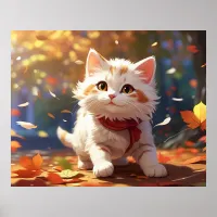 *~* Chasing Leaves Kitten  5:4  Kitty Cat AP68  Poster