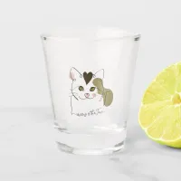 Cute Cat Line Art - Meow is the Time Shot Glass