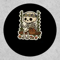 Cottagecore Skeleton With Flower Crown Patch