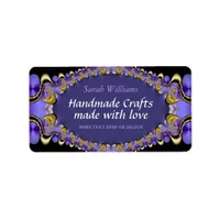 Handmade with Love Purple Gold Label Sticker