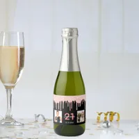 21st birthday custom photo glitter black rose gold sparkling wine label
