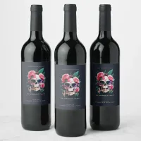 Floral Skull Faboolous Spooktacular Family Name  Wine Label