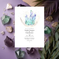 Geometric Watercolor Crystals Wedding Invitation