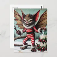 Christmas Furry Monster With Milk Bottle  Postcard