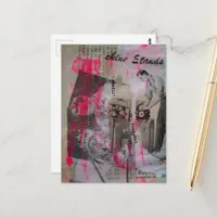 Vintage Working Men Hot Pink Postcard