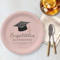 Cute Modern Girly Graduation Party Pink Paper Plates