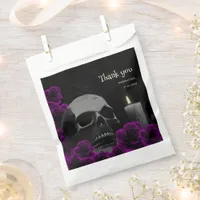 Spooky Black Purple Gothic Skull Roses Halloween Favor Bag