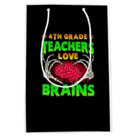 4th Grade Teachers Brains Skeleton Hand Heart Hall Medium Gift Bag