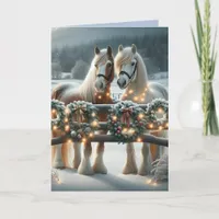 Festive Horses and Christmas Lights Card