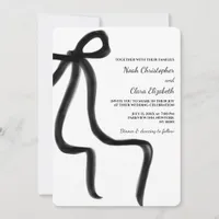 Hand drawn Elegant Black Bow - Modern Minimalist Invitation