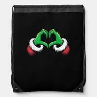 Funny Heart Hands Christmas Minimal Festive Style Drawstring Bag