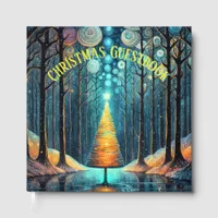 Iridescent Holiday Dream 🎄 Glowing Christmas Tree Foil Guest Book