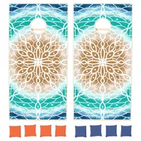 Beach Ocean Blue Mandala Cornhole Set