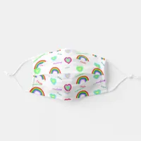 Love, Healing, Compassion Rainbows and Hearts Adult Cloth Face Mask