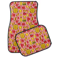 Red White Striped Hot Dogs Burgers Ketchup Foodie Car Floor Mat