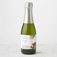 We Can Bearly Wait to Pop It Cute Baby Boy Shower Sparkling Wine Label