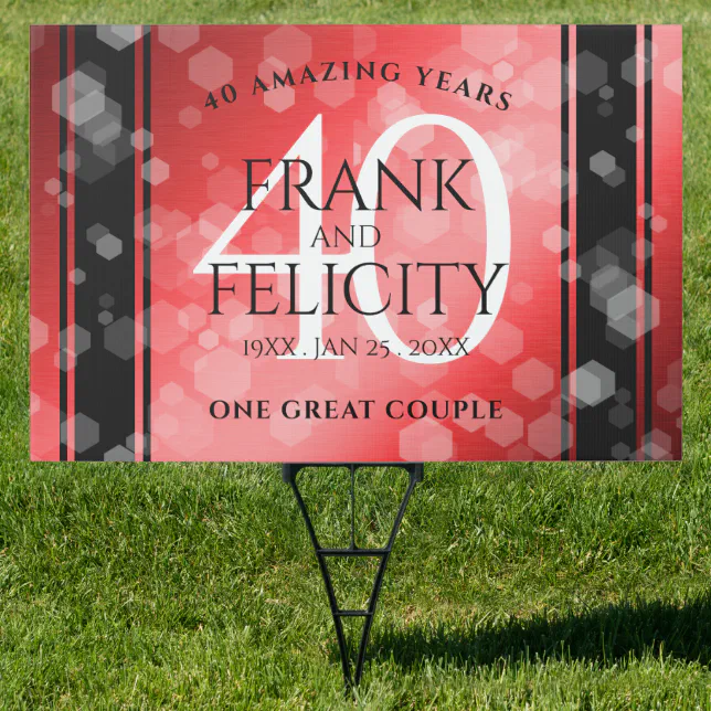 Elegant 40th Ruby Wedding Anniversary Celebration Sign