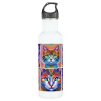 Psychedelic Colorful Royal Cats Stainless Steel Water Bottle