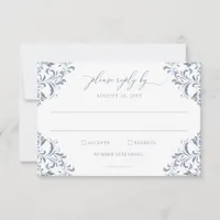 Elegant Vintage Wedding Dusty Blue Antique RSVP Card