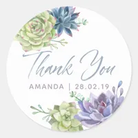 Watercolor Desert Cactus Succulents Thank You Classic Round Sticker