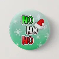 HO HO HO Merry Christmas Santa Hat Button