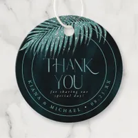Jewel Palm Leaf Wedding Thank You Teal ID830 Favor Tags