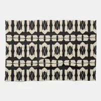 Elegant Modern Black & Beige Geometric Pattern Kitchen Towel