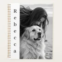 Personalized Photo and Name Black and White Planner