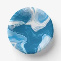  Blue and white Fluid Art Marble   Paper Bowls