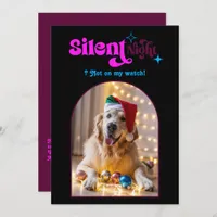 Retro Vibes Funny Retro Pet Dog Christmas Photo Holiday Card