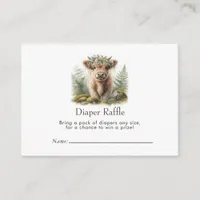 Boho Chic Highland Cow Baby Shower Diaper Raffle Enclosure Card
