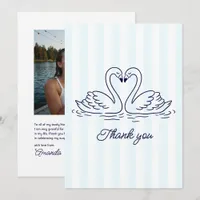 Preppy Lake Love Swans Photo Bachelorette Thank You Card