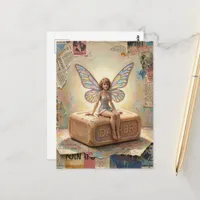 Sweet Fairy Sitting on a Bar of Soap Collage Postcard