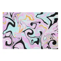 Fluid Art  Cotton Candy Pink, Teal, Black and Gold Faux Canvas Print