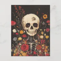 Skeleton in the Flowers Postcard