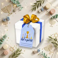 Funny Blue Hanukkah Candle Goblet Gift Tags